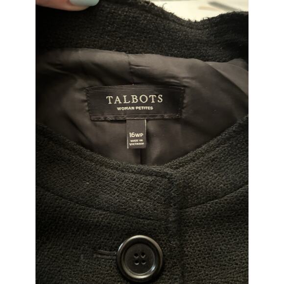Talbots Blazer Womens 16WP Black Wool Blend Jacket Balloon Sleeve Career Preppy - Picture 6 of 10